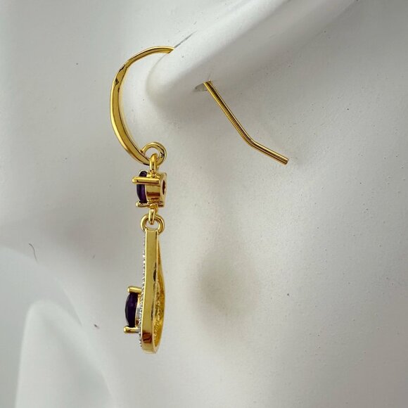 Pretty Teardrop Purple African Amethyst Earrings - Picture 5 of 16